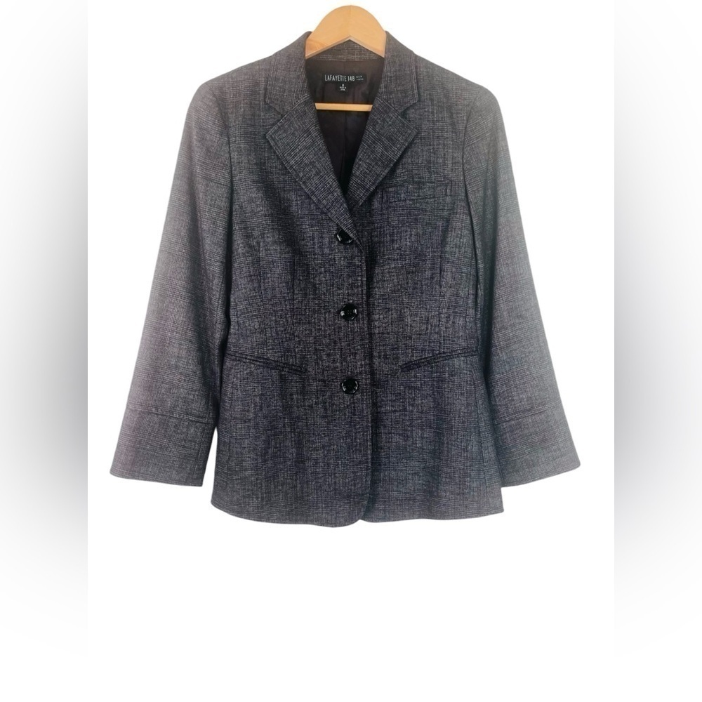 Lafayette 148 New York Wool Blend Women’s Blazer Jacket Black Brown Size 8